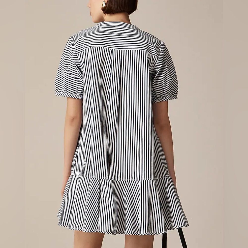 NWT J CREW Delilah dress in striped cotton poplin in “Dark Evening” blue stripe - Picture 4 of 7